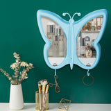 NNEAGS Blue Butterfly Shape Wall-Mounted Makeup Organiser Dustproof Waterproof Bathroom Storage Box Home Decor