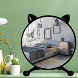NNEAGS 30cm Black Smart Makeup Bedroom Table Mirror Cat Ear Style No LED Light