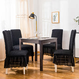 NNEAGS 2X Black Chair Cover Seat Protector with Ruffle Skirt Stretch Slipcover Wedding Party Home Decor