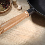 NNEAGS 2X 31cm Commercial Cast Iron Wok Round Bottom FryPan Home Cooking Skillet
