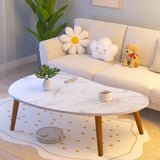 NNEAGS 80x40cm White Stone Pattern Living Room Nordic  Coffee Table Modern Style