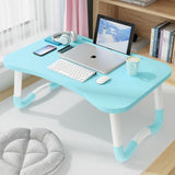 NNEAGS 2X Blue Portable Bed Table Adjustable Foldable Bed Sofa Study Table Laptop Mini Desk with Notebook Stand Cup Slot Home Decor