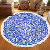 NNEAGS 120cm Mandala Round Tapestry Indian Area Rug for Living Room Lounge, Anti-slip Doormat, Home Decor