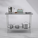 NNEAGS 120*70*85cm Commercial Catering Kitchen Stainless Steel Prep Work Bench
