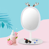 NNEAGS 2X White Antler LED Light Makeup Mirror Tabletop Vanity Home Decor