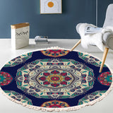NNEAGS 2X 90cm Round Rug Bohemian Circle Area Rug with Bohemian Geometric Pattern, Anti-slip Doormat, Home Decor