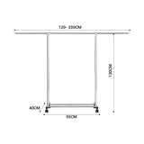 NNEAGS 2X 200cm Stainless Steel Floor-Standing Clothes Rack - Durable and Space-Saving Laundry Organizer