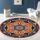 NNEAGS 2X 90cm Round Mandala Ethnic Style Round Carpet, Anti-slip Doormat, Home Decor