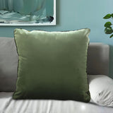 NNEAGS 2X 45cm Subtle Army Green Foliage Velvet Square Throw Pillow