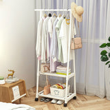 NNEAGS 2X 2-in-1 Organiser Clothes Shoe Rack Space-Saving Triangular Storage with Wheels White