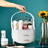 NNEAGS 29cm White Countertop Makeup Cosmetic Storage Organiser Skincare Holder Jewelry Storage Box with Handle