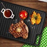 NNEAGS 2X 45cm Rectangular Cast Iron Portable Fry BBQ Grill Plate Cooking Pan Tray with Handle