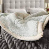 NNEAGS 2X Grey Throw Blanket Warm Cozy Double Sided Thick Flannel Coverlet Fleece Bed Sofa Comforter