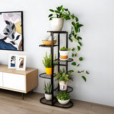NNEAGS 6 Tier 7 Pots Black Metal Plant Rack Flowerpot Storage Display Stand Holder Home Garden Decor