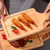 NNEAGS 2X 35cm Rectangle Premium Wooden Oak  Food Serving Tray Charcuterie Board Paddle Home Decor