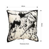 NNEAGS 45cm Light Vintage Leopard Print Black & White Ink Splatter Wide-Edge SquareThrow Pillow