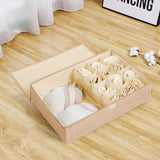 NNEAGS Beige Flip Top Underwear Storage Box Foldable Wardrobe Partition Drawer Home Organiser