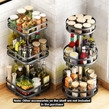 NNEAGS 2X 3 Tier Steel Black Square Rotating Multi-Function Kitchen Portable Storage Spice Seasoning Kitchen Countertop Organiser Shelf