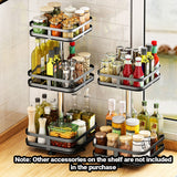 NNEAGS 2X 2 Tier Steel Black Square Rotating Multi-Function Kitchen Portable Storage Spice Seasoning Kitchen Countertop Organiser Shelf