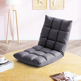 NNEAGS Grey Lounge Floor Recliner Adjustable Gaming Sofa Bed Foldable Indoor Outdoor Backrest Seat Home Office Decor