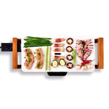 NNEAGS Electric Ceramic BBQ Grill Non-stick Surface Hot Plate for Indoor & Outdoor White