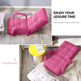NNEAGS 2X Foldable Lounge Cushion Adjustable Floor Lazy Recliner Chair with Armrest Pink