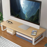 NNEAGS 2X 40cm Wood Computer Monitor Elevated Stand Desktop Support Station Rack