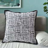 NNEAGS 2X 45cm Vintage Leopard Print Sofa Black & White Grid Wide Edge Square Throw Pillow