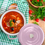 NNEAGS 24cm Pink Cast Iron Ceramic Stewpot Casserole Stew Cooking Pot With Lid