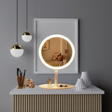 NNEAGS 2X 26cm White Round Smart LED Makeup Bedroom Table Vanity Mirror Tricolor Adjustable Light