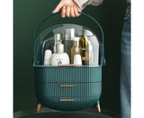 NNEAGS Green Cosmetic Jewelry Storage Organiser with Antler LED Light Mirror Tabletop Vanity Set