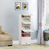 NNEAGS 7 Tier White Shoe Rack Organizer Sneaker Footwear Storage Stackable Stand Cabinet Portable Wardrobe with Cover