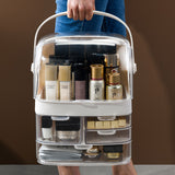 NNEAGS 2X 3 Tier White Countertop Makeup Cosmetic Storage Organiser Skincare Holder Jewelry Storage Box with Handle