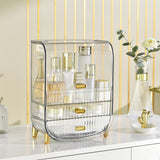 NNEAGS 2X 3 Tier Transparent Multifunctional Countertop Cosmetic Storage Makeup Perfume Skincare Display Stand Shelf Drawer Type Organiser