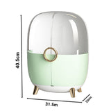 NNEAGS 2X Green Transparent Countertop Makeup Organiser Cosmetic Storage Waterproof Dustproof Bathroom Skincare Holder with Lid