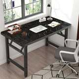NNEAGS 120x60cm Black Foldable Computer Study Table Easy Assembly Desk No Chair