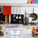 NNEAGS 36cm Stainless Steel Kitchen Cooking Wok with Wood Handle
