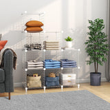 NNEAGS 2X White Portable 9-Cube 3 Column Storage Organiser Foldable DIY Modular Grid Space Saving Shelf 149cm