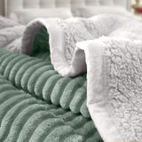 NNEAGS 2X Light Green Throw Blanket Warm Cozy Double Sided Thick Flannel Coverlet Fleece Bed Sofa Comforter