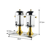 NNEAGS 16L Dual Stainless Steel Dispenser Beverage Juicer Transparent Commercial Drink Container Jug