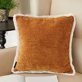NNEAGS 2X 45cm Home Aesthetic Chenille Texture Tassel Square Sunset Orange Throw Pillow
