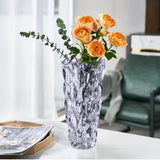 NNEAGS 30cm Glass Grey Vase Crystal VASE Thick Modern Home Decor