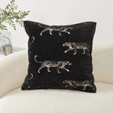 NNEAGS 2X 45cm Light Luxury Vintage Leopard Print Square Black Throw Pillow