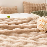 NNEAGS 2X 200cm Light Camel Fur Fuzzy Super Soft and Cozy Fluffy Throw Blanket