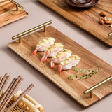 NNEAGS 2X 36cm Brown Rectangle Wooden Acacia Food Serving Tray Charcuterie Board Centerpiece  Home Decor
