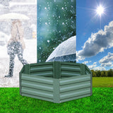 NNEAGS 60cm Hexagon Shape Galvanised Raised Garden Bed Vegetable Herb Flower Outdoor Planter Box