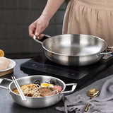 NNEAGS 22cm Premium Silver Seafood Dry Pot Stockpot Versatile and Durable Kitchen Essential