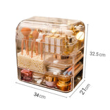 NNEAGS 2X Transparent Cosmetic Storage Box Clear Makeup Skincare Holder with Lid Drawers Waterproof  Dustproof Organiser with Pearls