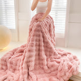 NNEAGS 2X 200cm Pink Fur Fuzzy Super Soft and Cozy Fluffy Throw Blanket