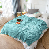 NNEAGS Sky Blue Throw Blanket Warm Cozy Striped Pattern Thin Flannel Coverlet Fleece Bed Sofa Comforter